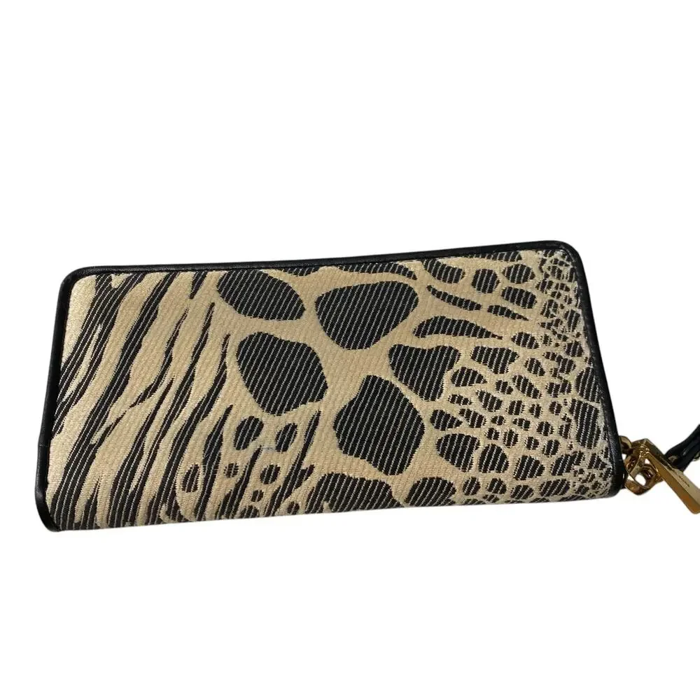 Michael Kors Women's Cotton Canvas Jet Set Travel Zip Around Continental Wallet